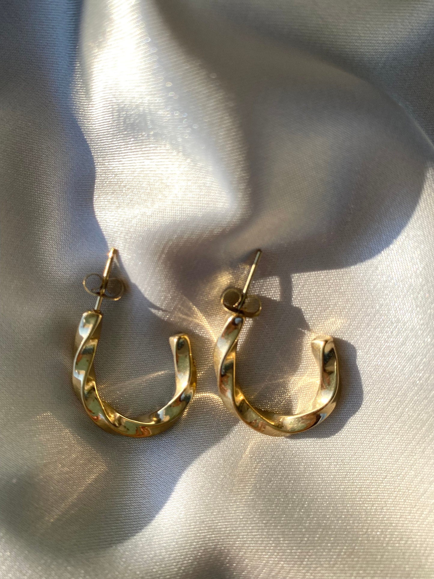Gold Twist Hoop Earrings, Vintage Rope Twist Design, Chunky Braided Hoops, Waterproof, Chunky, Hook Earrings, Waterproof, Mother's Day Gift