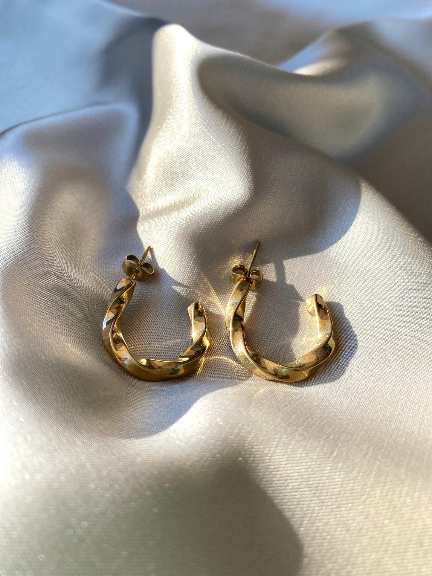 Gold Twist Hoop Earrings, Vintage Rope Twist Design, Chunky Braided Hoops, Waterproof, Chunky, Hook Earrings, Waterproof, Mother's Day Gift