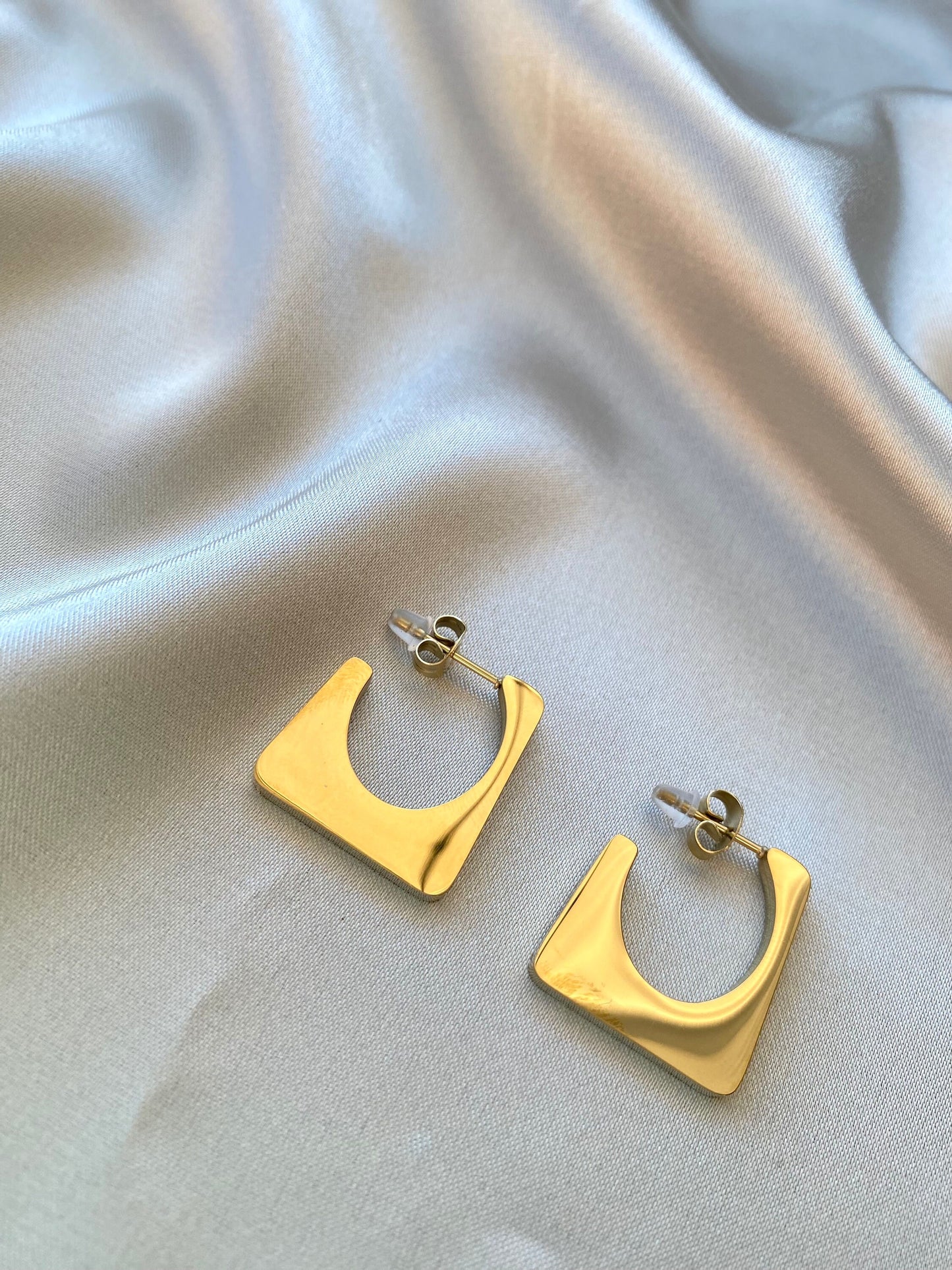 Gold Square Hoops - Handbag Earrings - Chunky Handbag Hoops -Square Hoop Earrings - Vintage Bold Earrings- Waterproof- Gift for her