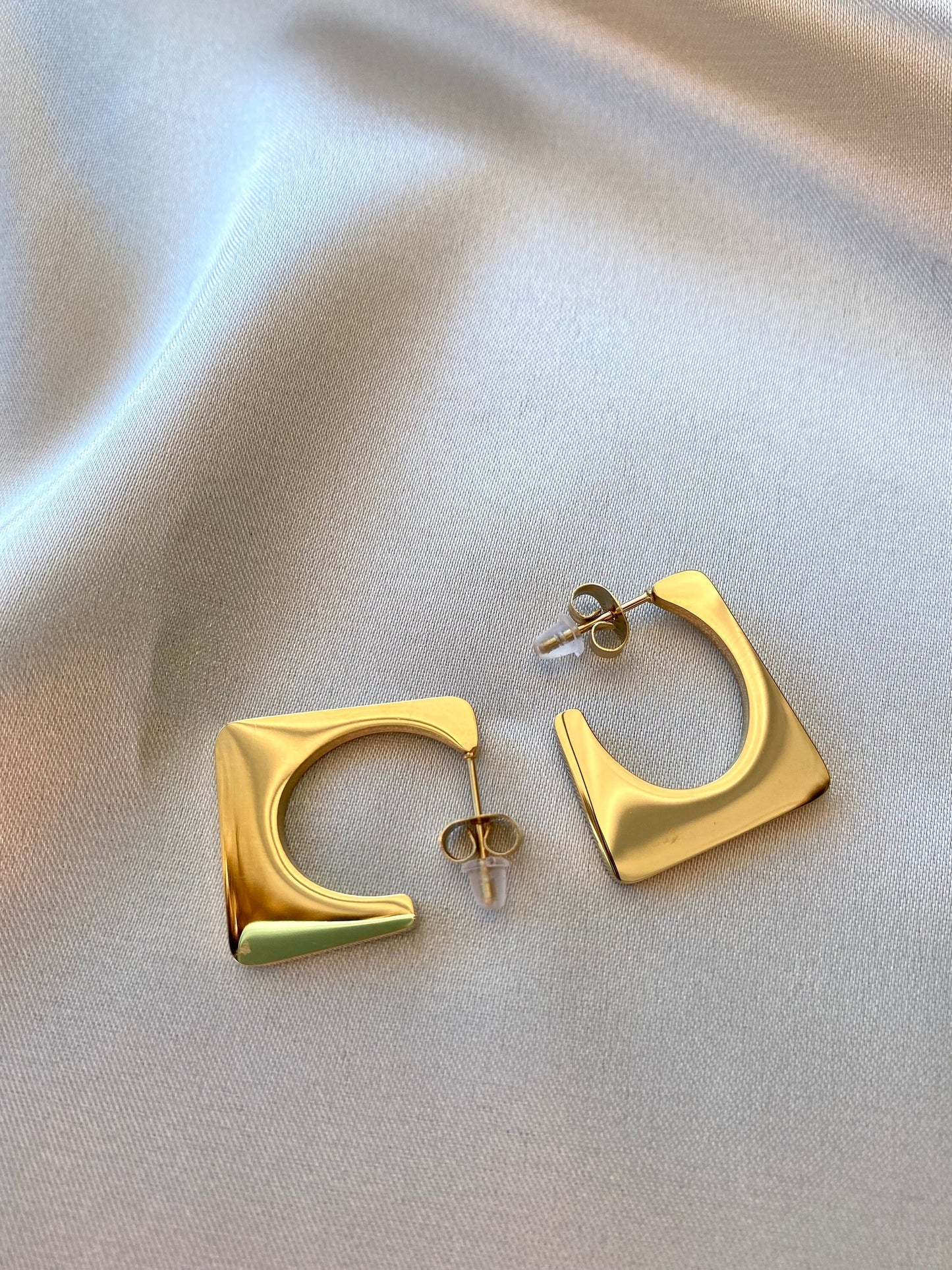 Gold Square Hoops - Handbag Earrings - Chunky Handbag Hoops -Square Hoop Earrings - Vintage Bold Earrings- Waterproof- Gift for her