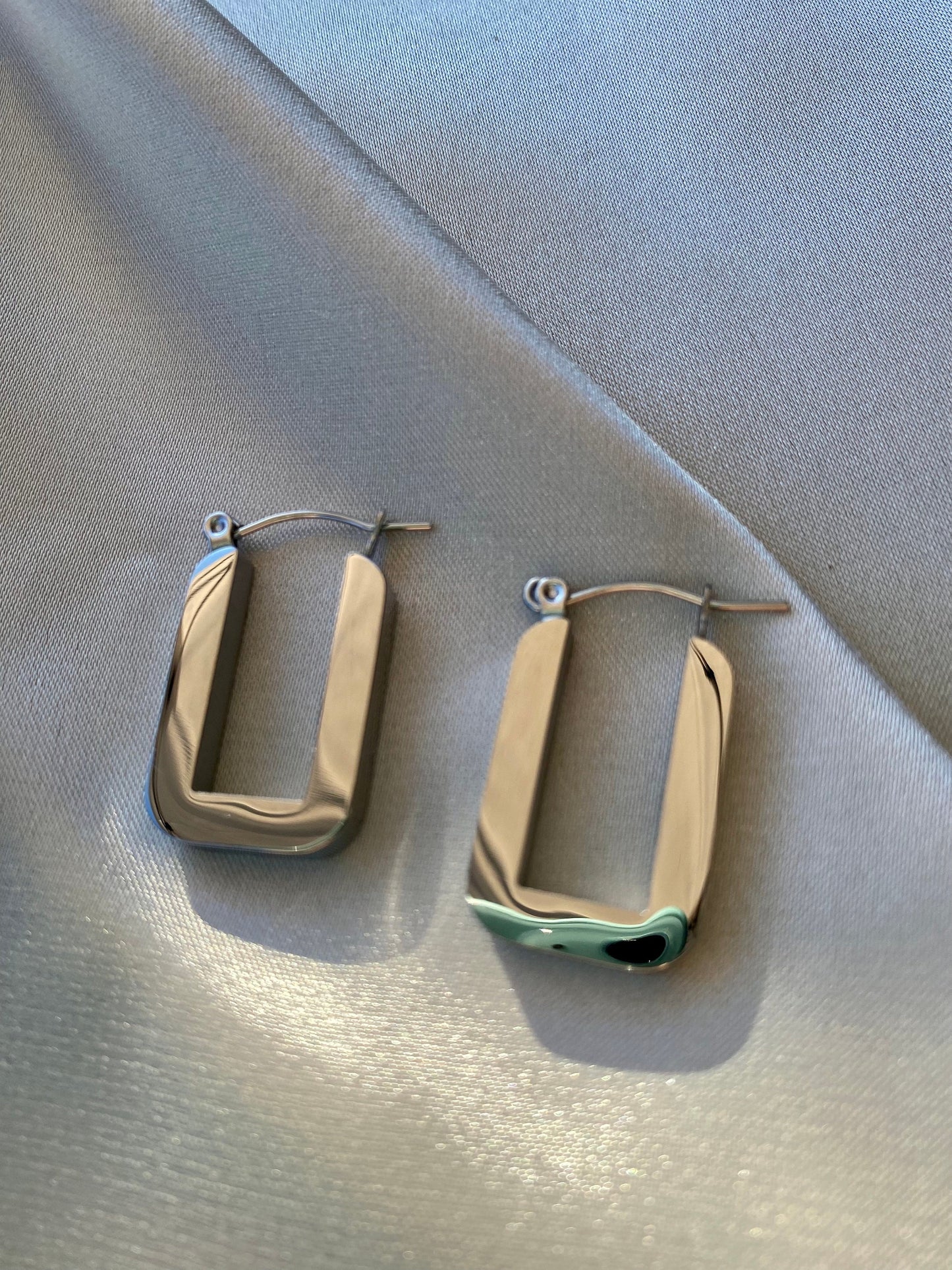 U Shaped Earrings, Chunky Silver Earrings, Oval Earrings in Silver, Rectangle Earrings, Chunky Silver Hoops, Anti-tarnish, Gift for her