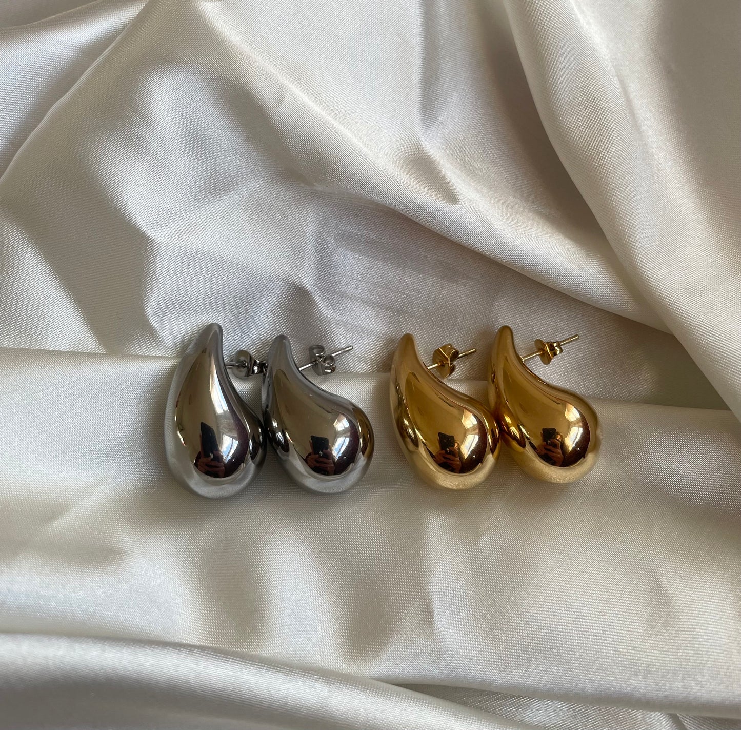 Gold Drop Earrings, Waterproof Gold Silver Chubby Earrings, Kylie Earrings,Chunky Dome Drop Earrings,Hailey Earrings, Mother's Day Gift