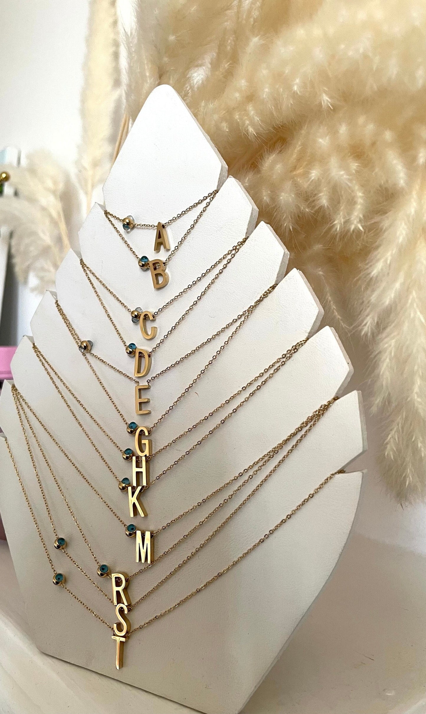 Gold Custom Initial Necklace, Alphabet Necklace with Evil Eye Charm, Gold Personalised Gift Letter Necklace, Mother's Day Gift for her