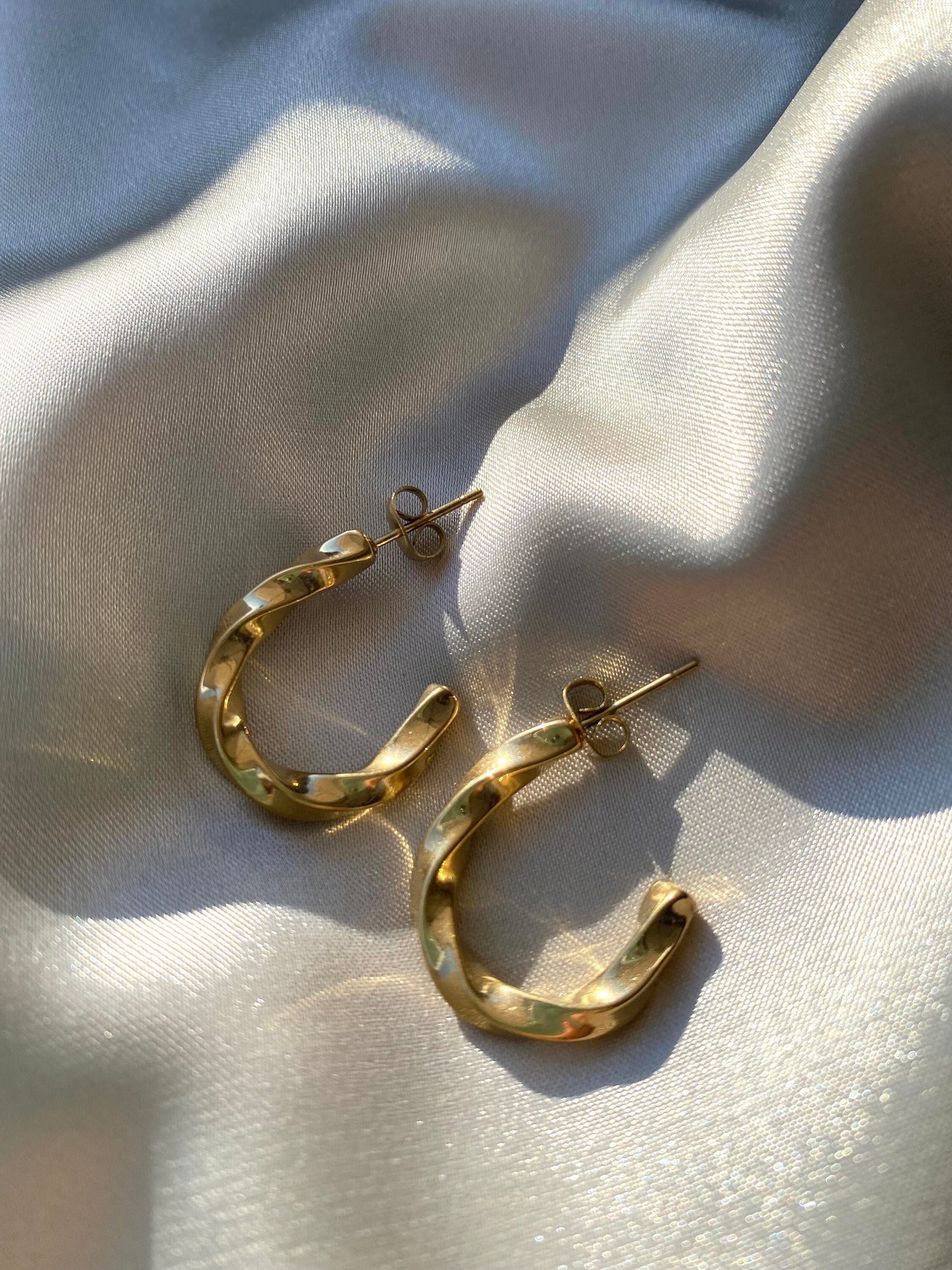 Gold Twist Hoop Earrings, Vintage Rope Twist Design, Chunky Braided Hoops, Waterproof, Chunky, Hook Earrings, Waterproof, Mother's Day Gift
