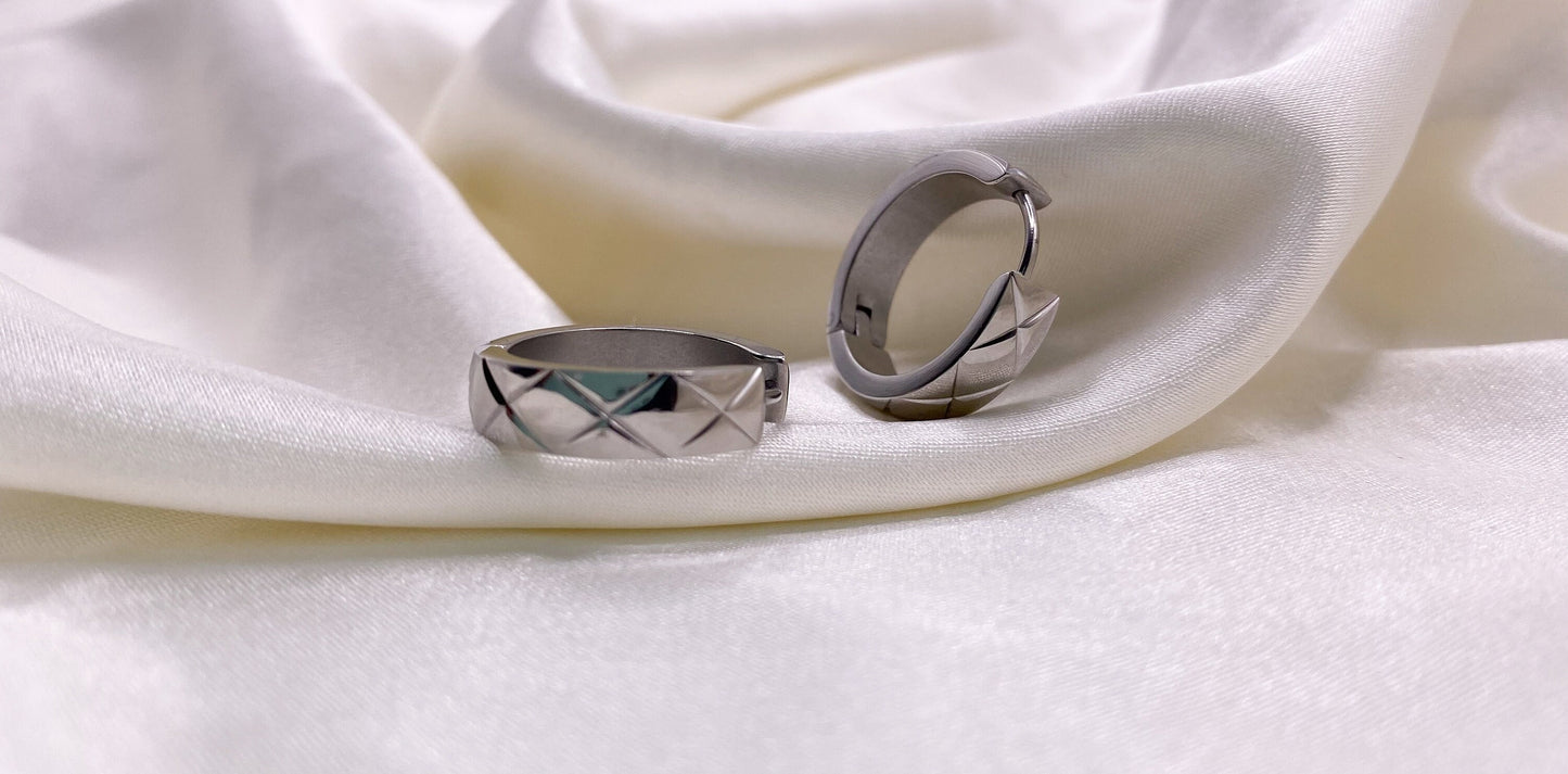Silver Hoop Earrings - Waterproof Hoops - Chunky Silver Earrings - Thick Hoop Earrings- Bold Earrings - Chunky Huggies -  Gift for her