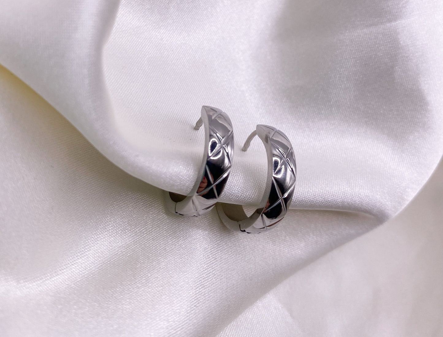 Silver Hoop Earrings - Waterproof Hoops - Chunky Silver Earrings - Thick Hoop Earrings- Bold Earrings - Chunky Huggies -  Gift for her