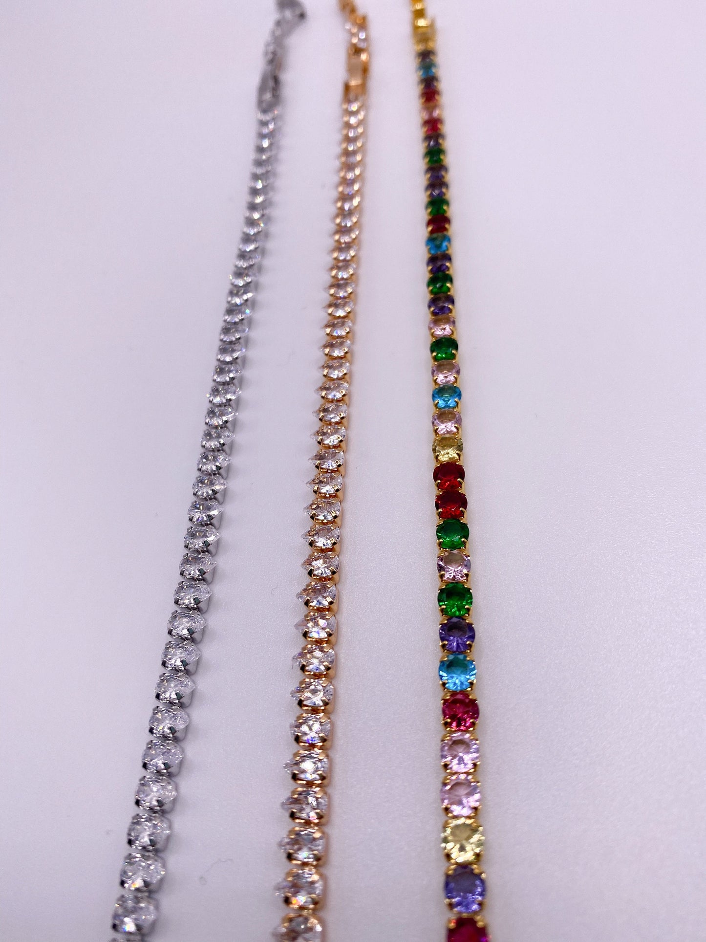 Classic Tennis Bracelet, Gold and Silver Tennis Bracelets, Sparkly Classic Diamond Bracelet, Cubic Zirconia Baguette Bracelet, Gift for her