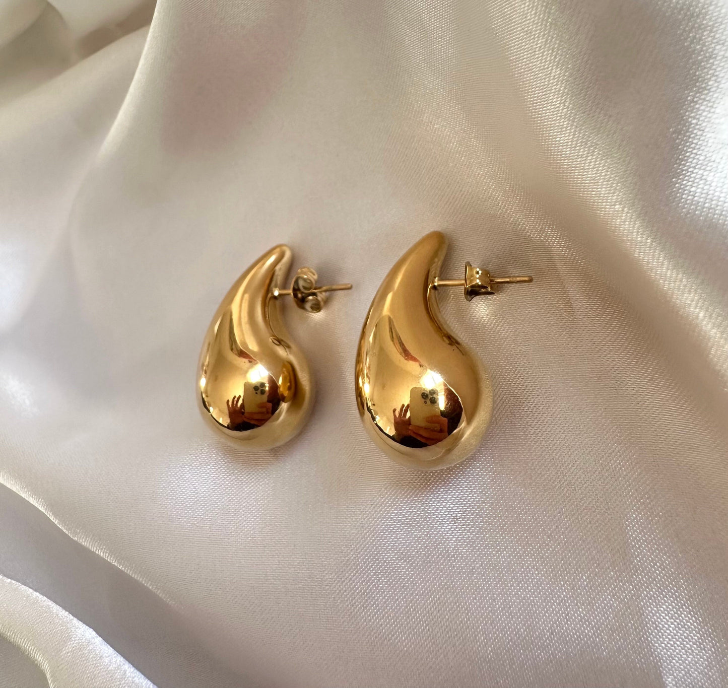 Gold Drop Earrings, Waterproof Gold Silver Chubby Earrings, Kylie Earrings,Chunky Dome Drop Earrings,Hailey Earrings, Mother's Day Gift